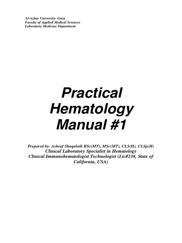 Practical Hematology Manual Overview | PDF | Staining | Anemia