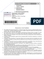 GATE 2014 Exam Admit Card: Examination Centre (8034)