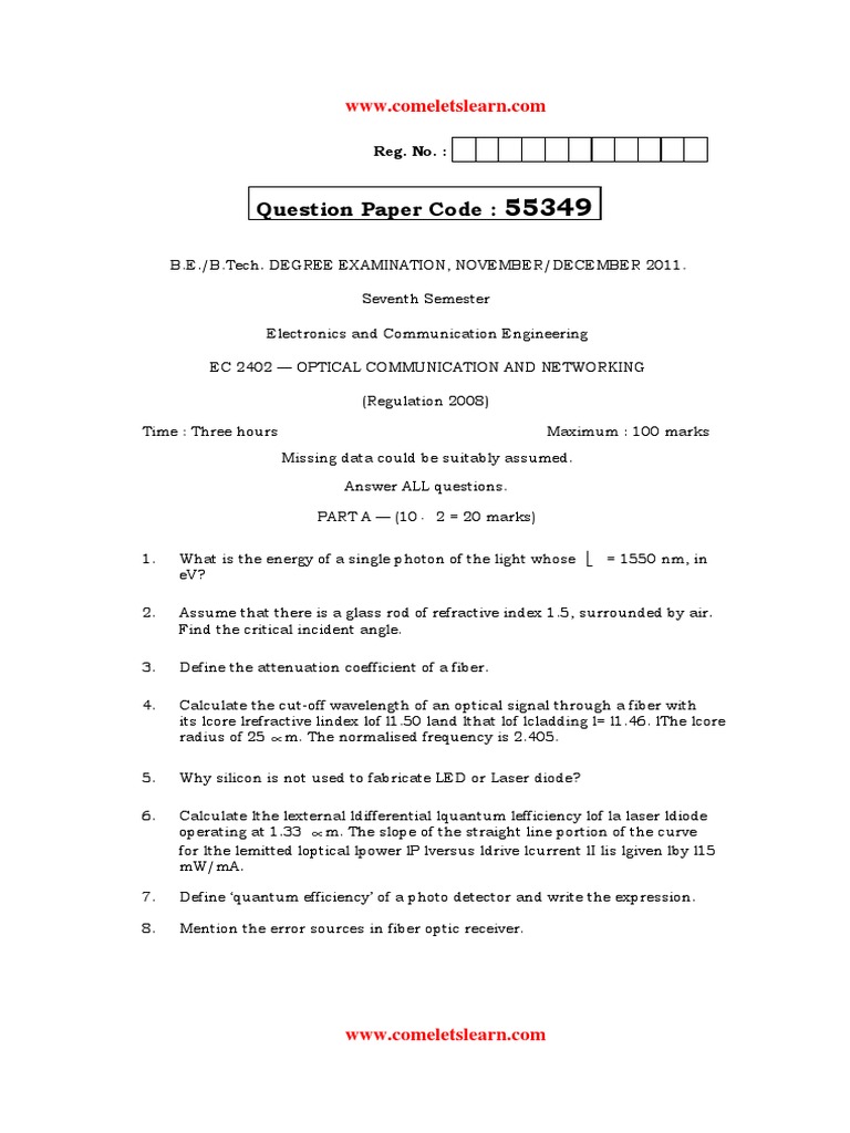 Question Paper Code:: Reg. No. | PDF