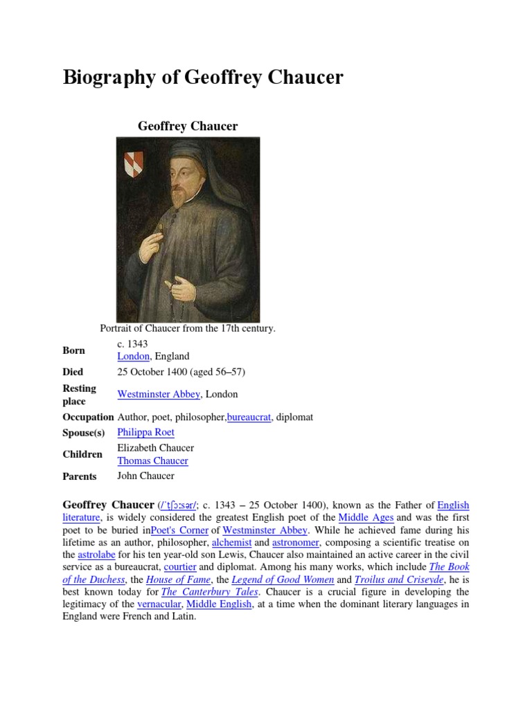 Biography of Geoffrey Chaucer  