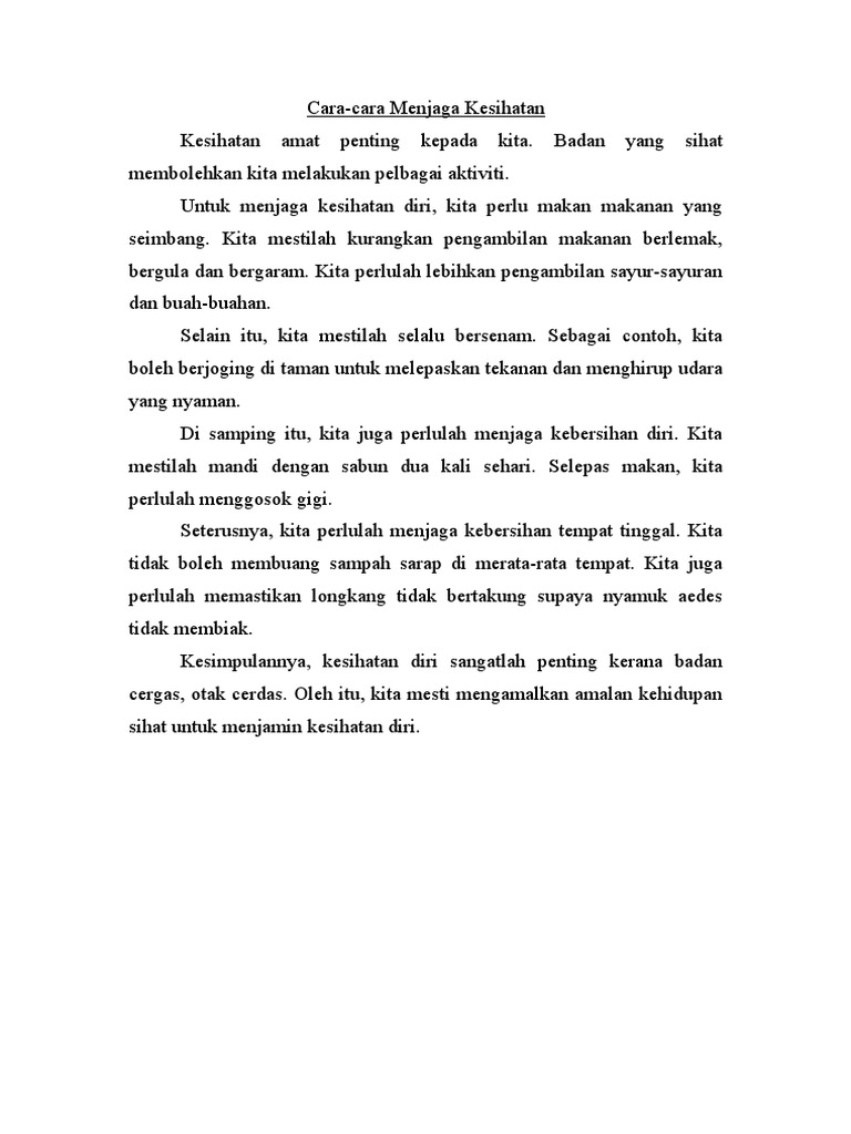 Cara Cara Menjaga Kesihatan Pdf
