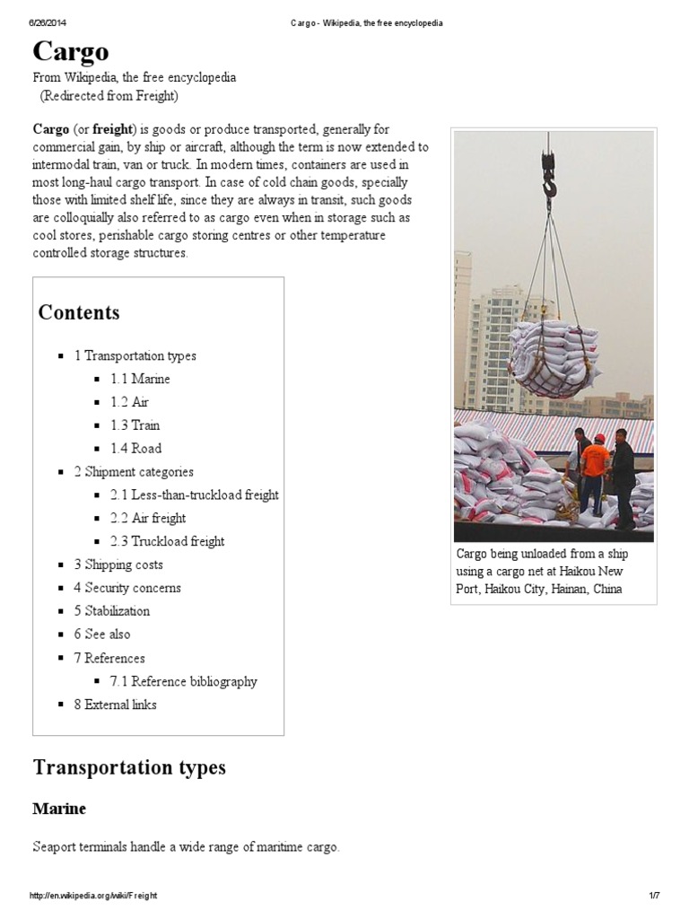 Cargo From Wikipedia, the free encyclopedia Cargo Services