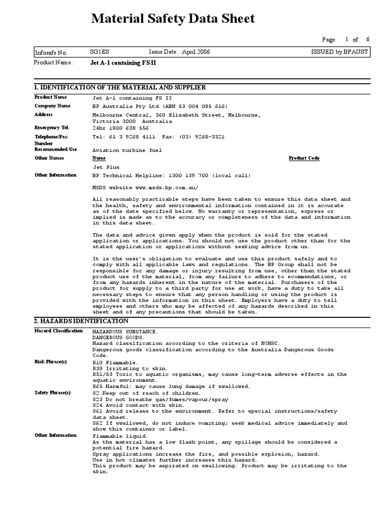 jet fuel msds