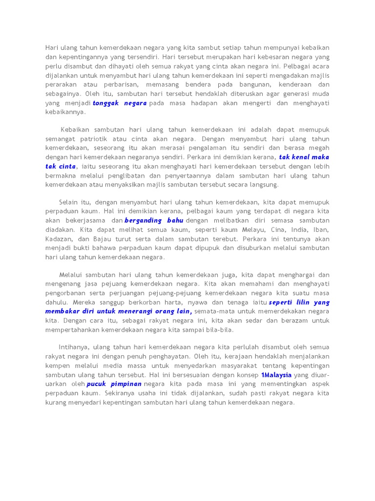 Tujuan Sambutan Hari Kemerdekaan