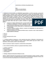 Questões de Economia sobre Mercados, Fatores de Produção e Políticas Econômicas