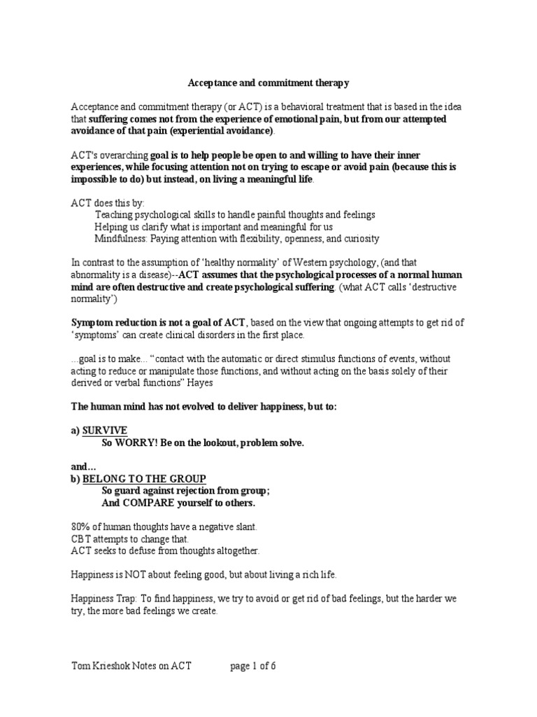 Act Cliff Notes Thought Emotions