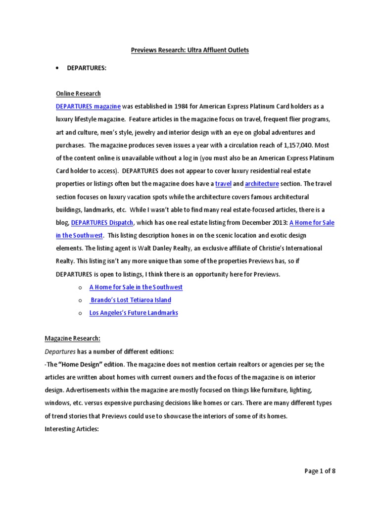 Ultra Affluent Publications Research | PDF | Magazines | Real Estate Broker