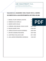 Relacion de Jugadores para Pasar Por El Centro de Cómputo de La Liga Departamental de Futbol de Lima