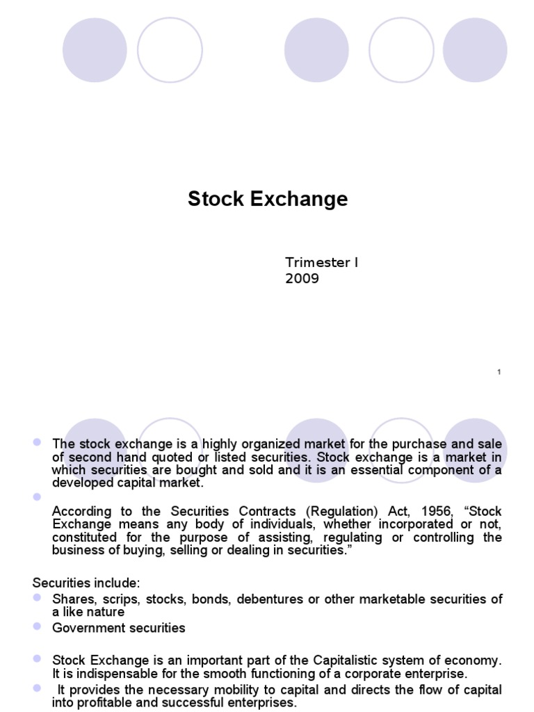Stock Exchange: Trimester I 2009 | PDF | Stocks | Securities (Finance)