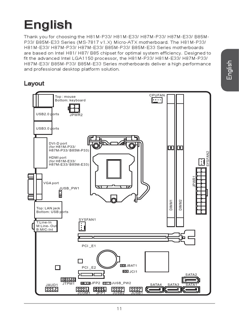 Manual Msi B85m P33 | Bios | Hard Disk Drive