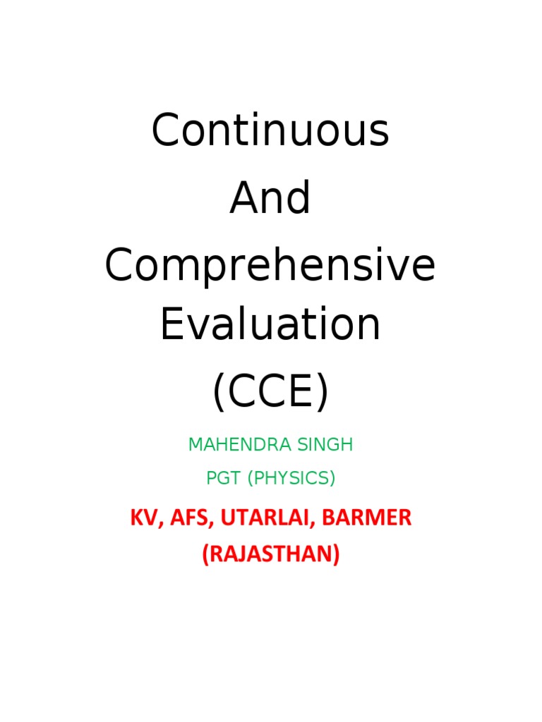 Continuous Comprehensive Evaluation Guide | PDF | Secondary Education ...