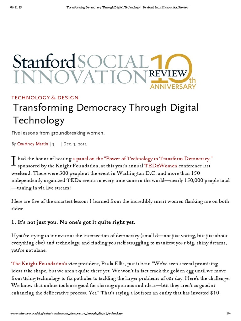 Transforming Democracy Through Digital Technology - Stanford Social ...