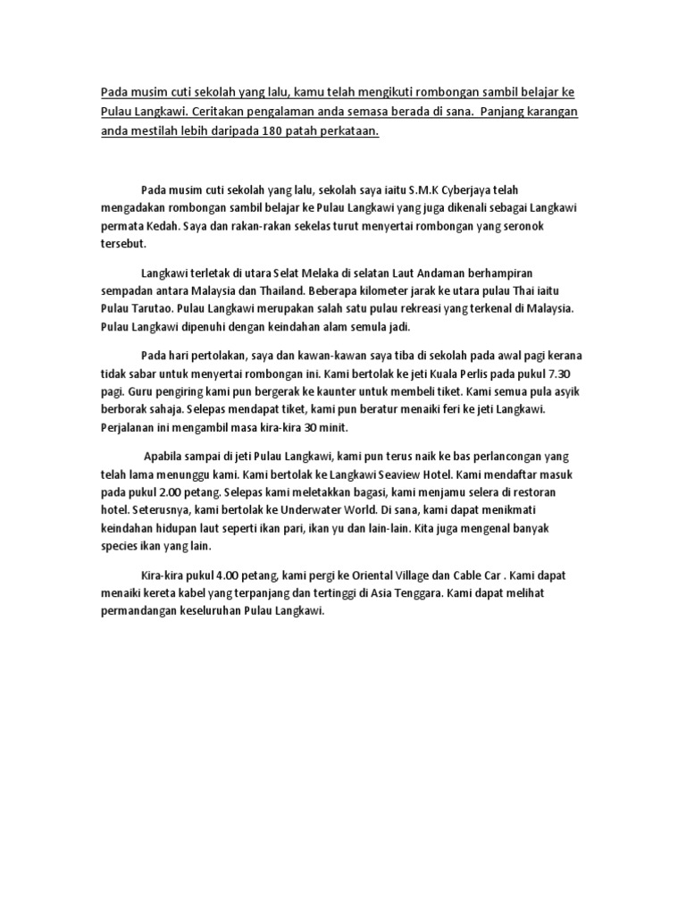 Rombongan Ke Pulau Langkawi Pdf