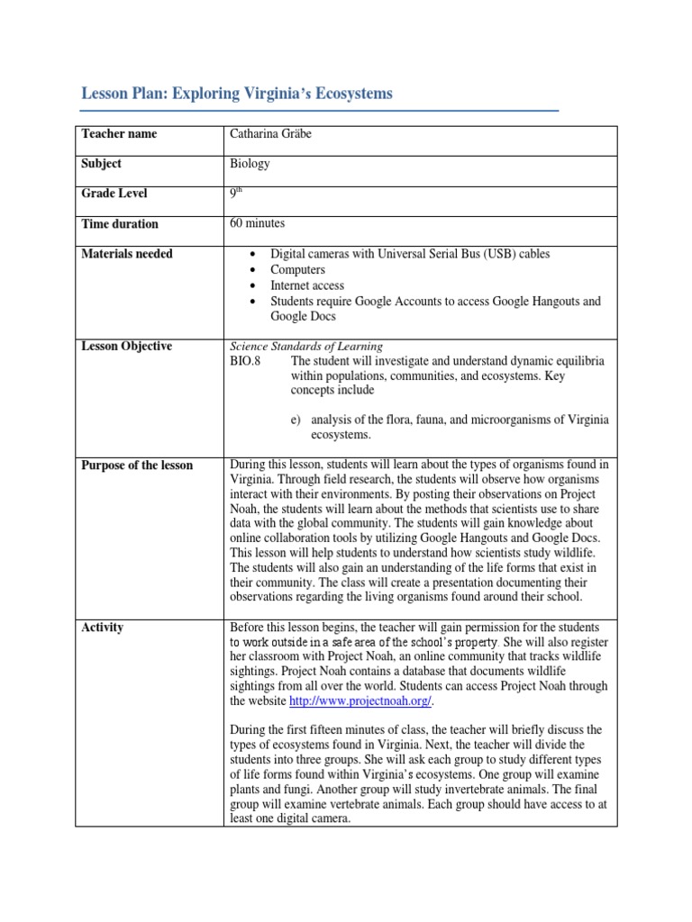 Technology integration lesson plan pdf lesson plan science and 