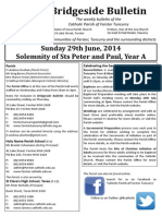 Bridgeside Bulletin: Sunday 29th June, 2014 Solemnity of Sts Peter and Paul, Year A