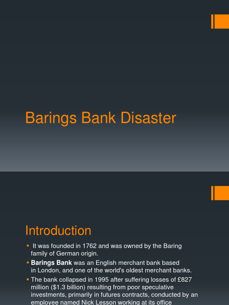 Barings Bank Disaster PDF Futures Contract Financial Markets