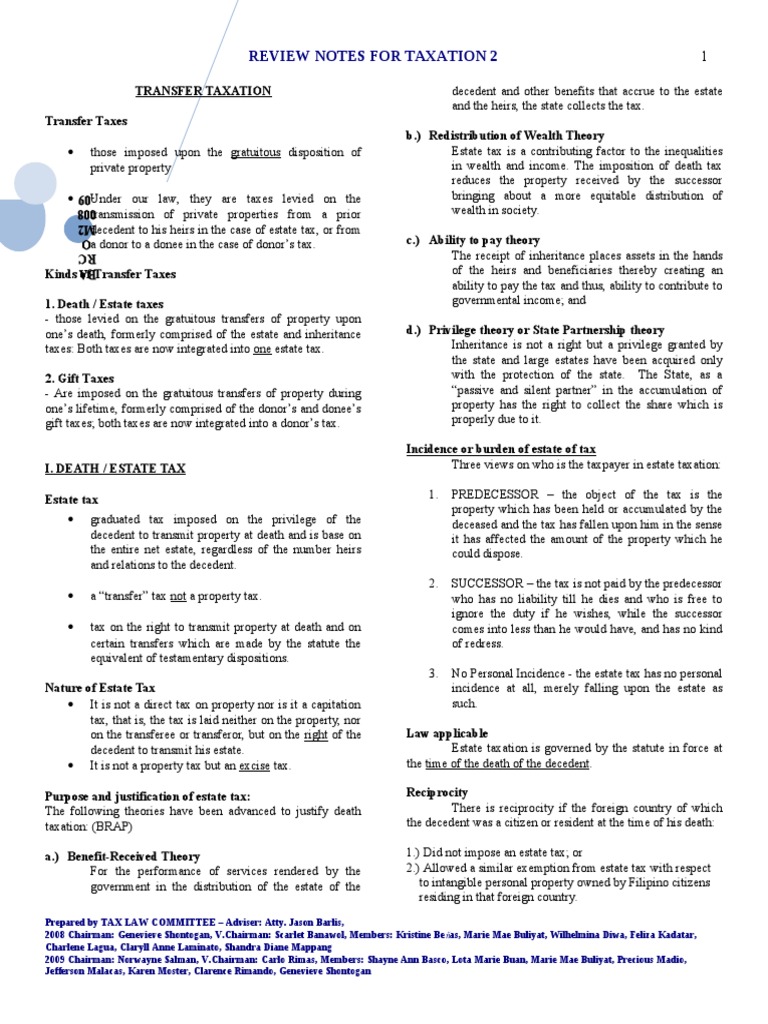 Overview of Transfer Taxation Concepts | PDF | Estate Tax In The United ...