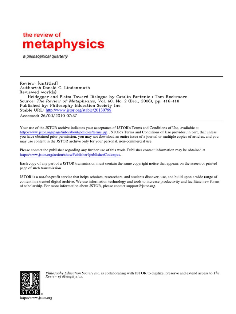 Review Heidegger and Plato PDF
