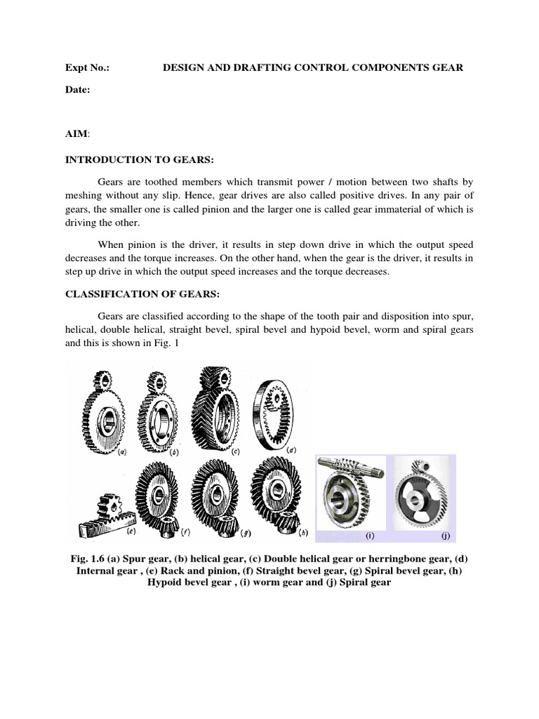 ACD Lab Manual Spur Gear Design PDF Gear Manual Transmission