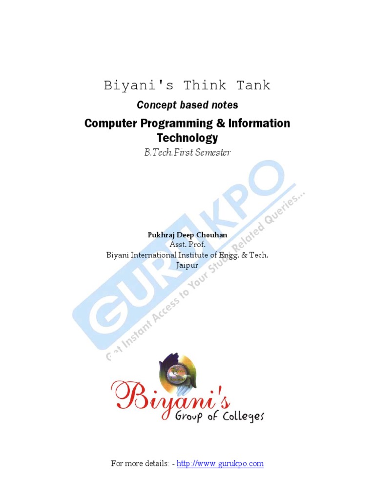 B.Tech Computer Programming Concepts | PDF