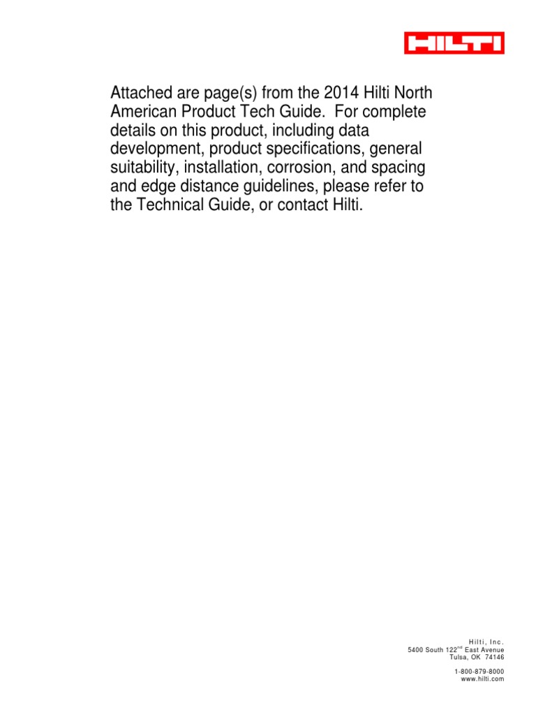 Hilti Expansion Bolts Capacity PDF Nut (Hardware) Screw