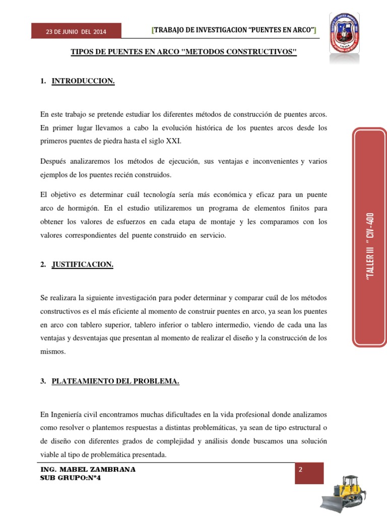 Métodos Constructivos de Puentes en Arco | PDF | Puente | Fundación ...
