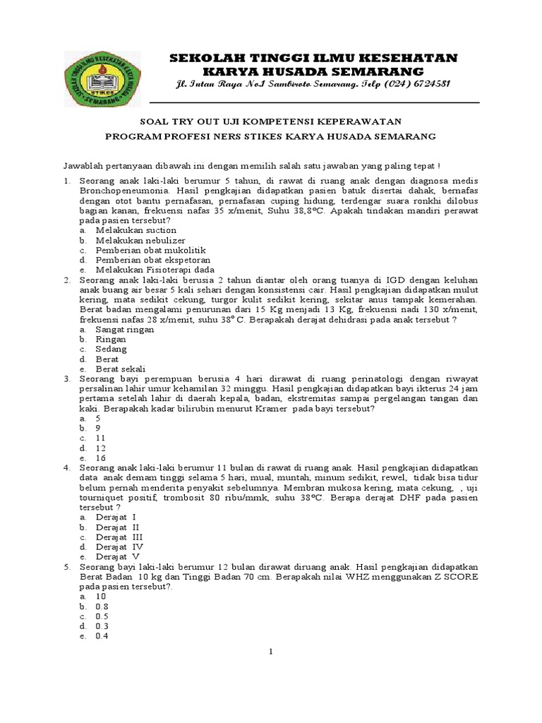 Soal Try Out Kompetensi S1 Mahasiswa