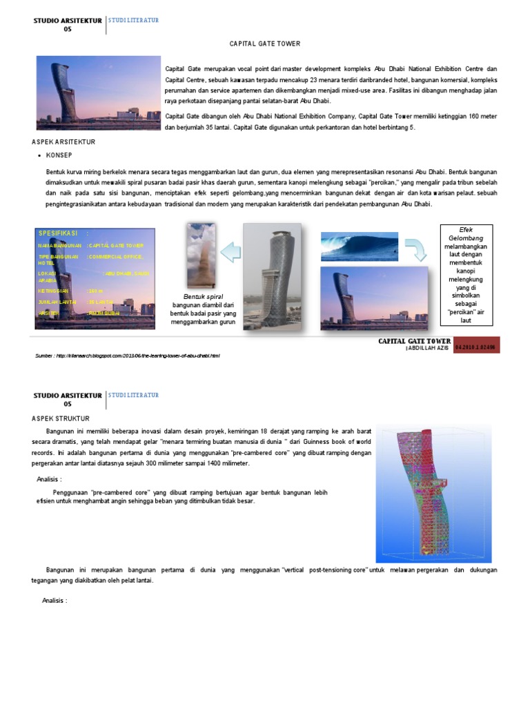 Arsitektur dan Struktur Capital Gate | PDF | Seni