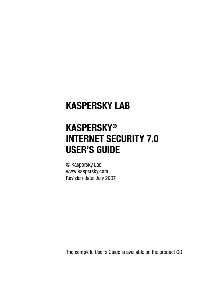 Kaspersky Lab Kaspersky Internet Security 7.0 User'S Guide | PDF ...