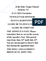 Nativity of The Holy Virgin Church - Newsletter # 23