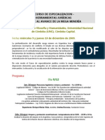 Programa Curso de Especialización en Herramientas Jurídicas frente al avance de la Mega Minería