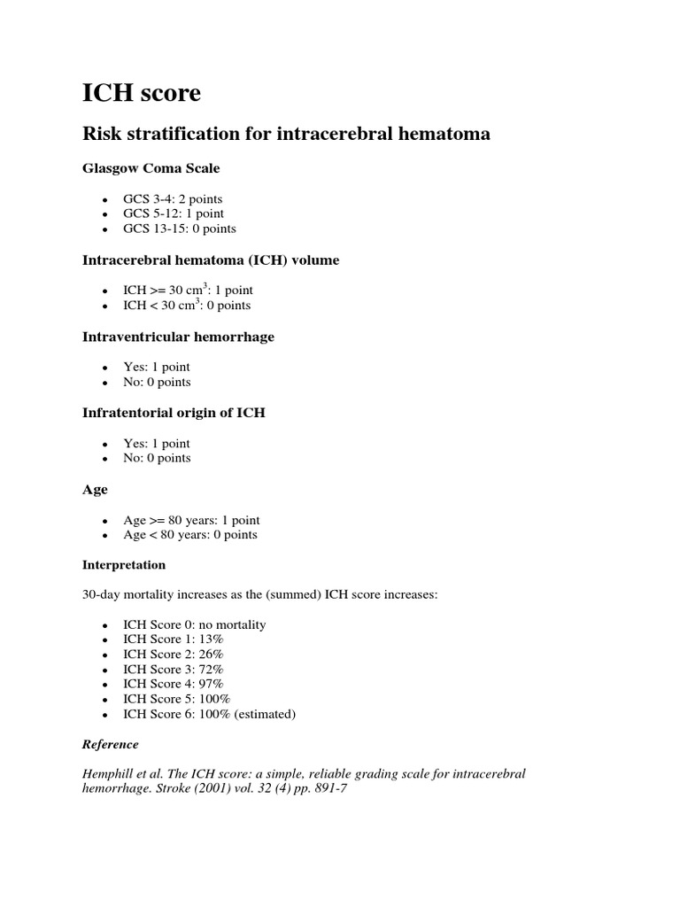 ICH Score | PDF