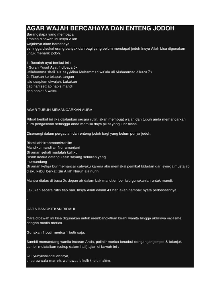 Agar Wajah Bercahaya Dan Enteng Jodoh Pdf