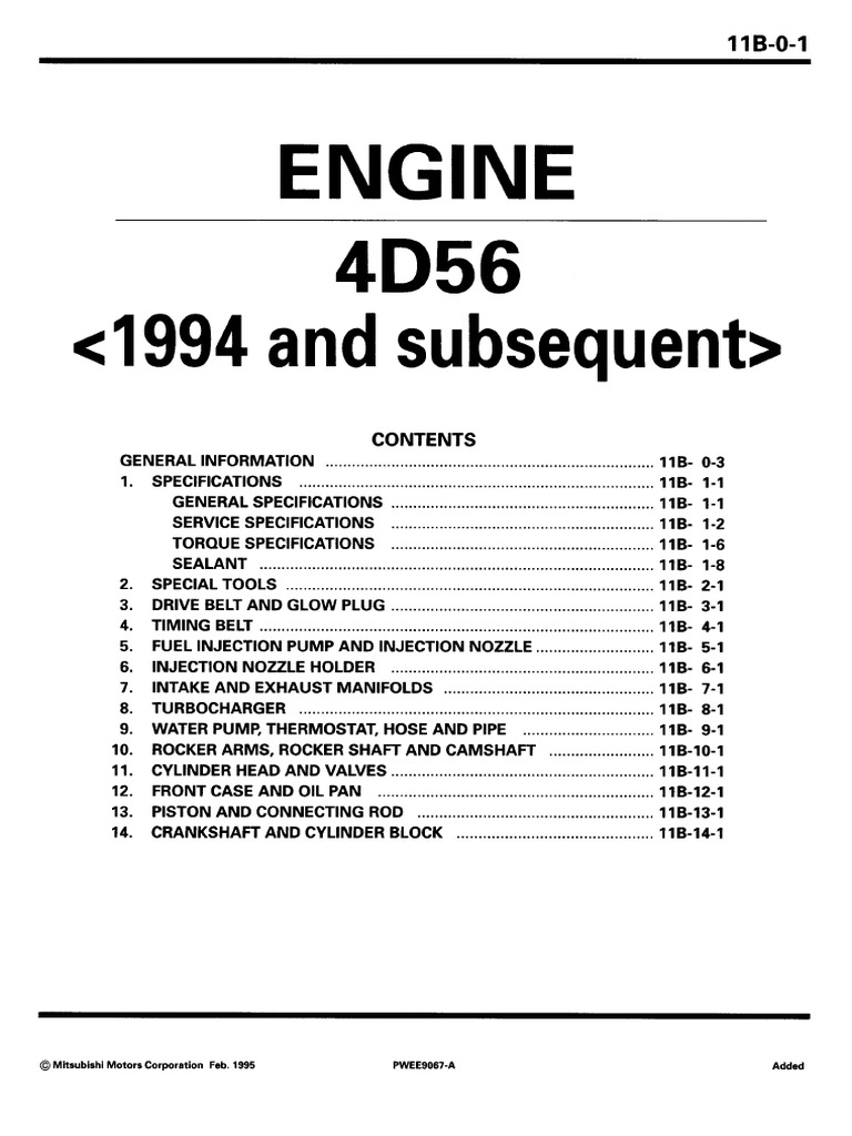 4d56 Complete Engine Torque Specs PDF Vehicles Automotive Technologies
