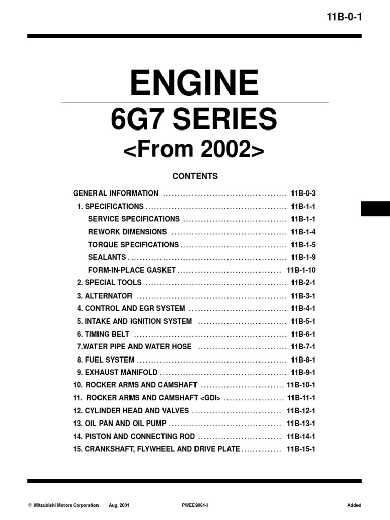 Mitsubishi 6G75 Engine Specifications | PDF | Belt (Mechanical ...