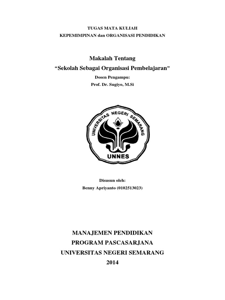 Makalah Sekolah Sebagai Organisasi Pembelajaran