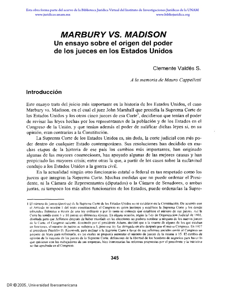 Poder Judicial en Marbury vs. Madison | PDF | Tribunal Supremo de los ...