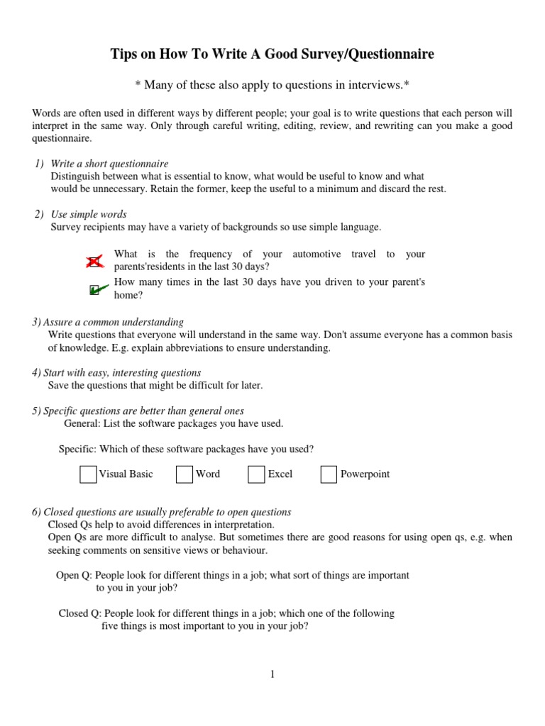 Writing Effective Questionnaires | PDF