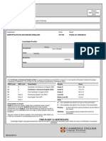 CAE Exam Pass with Grade B Score of 75