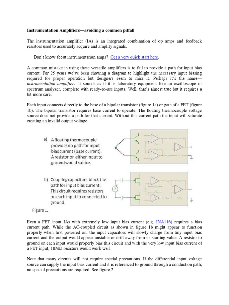 Instrumentation Amplifiers PDF Amplifier Field Effect Transistor