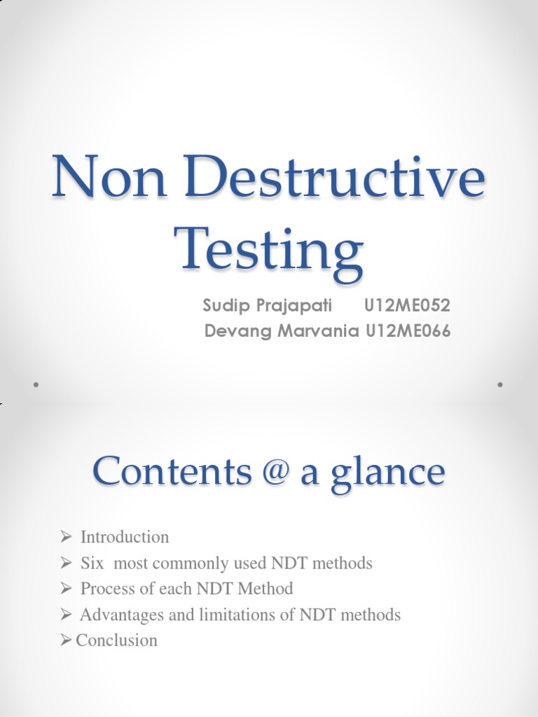 Overview of Non Destructive Testing Methods | PDF | Nondestructive ...