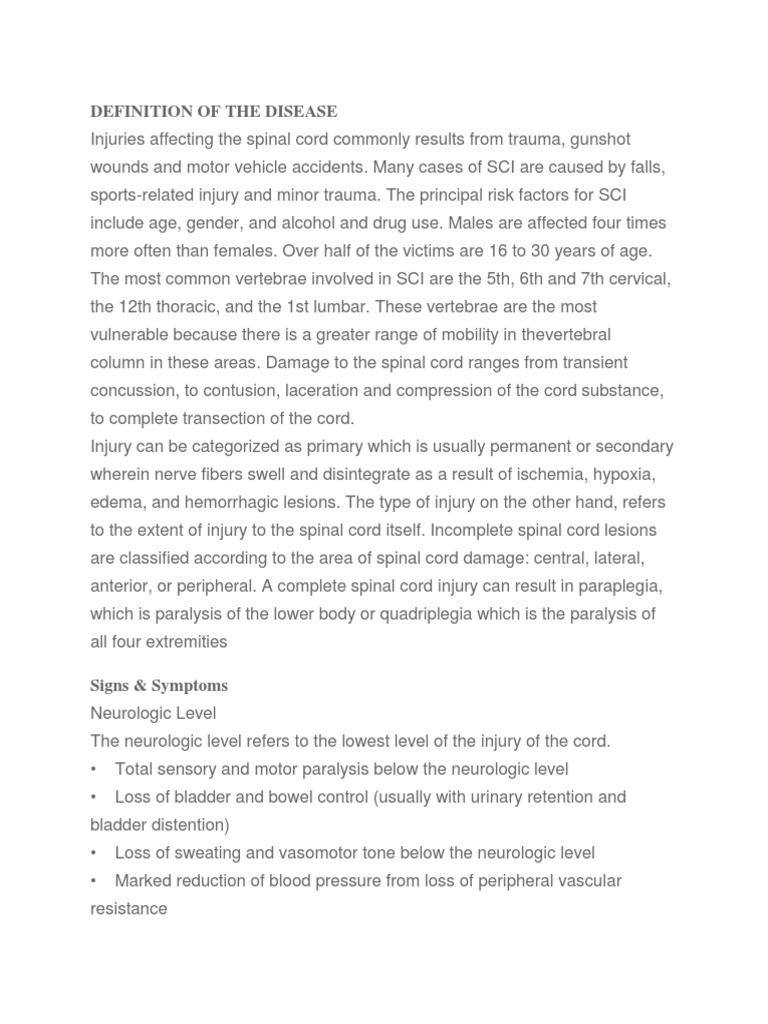 Definition of The Disease | PDF | Spinal Cord Injury | Vertebral Column