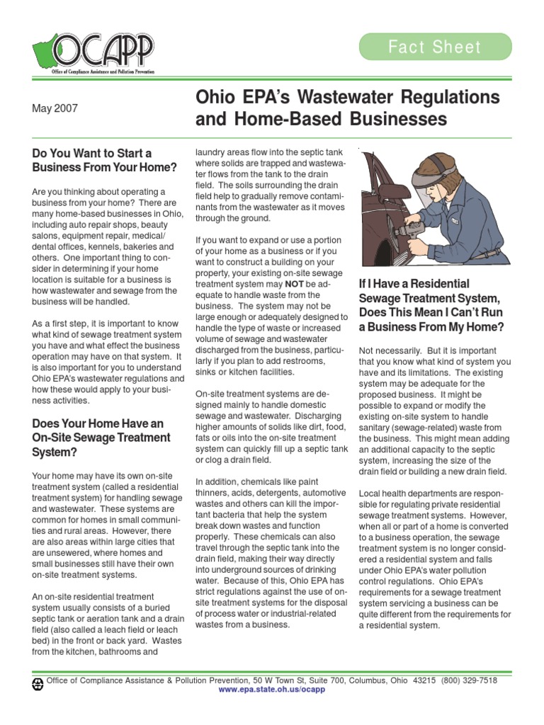 Start Home Business Ohio EPA Rules PDF Sewage Wastewater