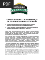 COMUNICADO DE IMPRENSA | CARLOS SOUSA / MITSUBISHI PETROBRAS RALLYTEAM - ANÚNCIO