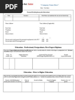 Biodata Format For Job Application in Word