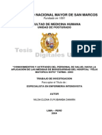 Tesis Conocimientos y Actitudes Del Personal de Salud Hacia La Aplicacion de Las Medidas de Bioseguridad Del Hospital Felix Mayorca Soto - Tarma 2003