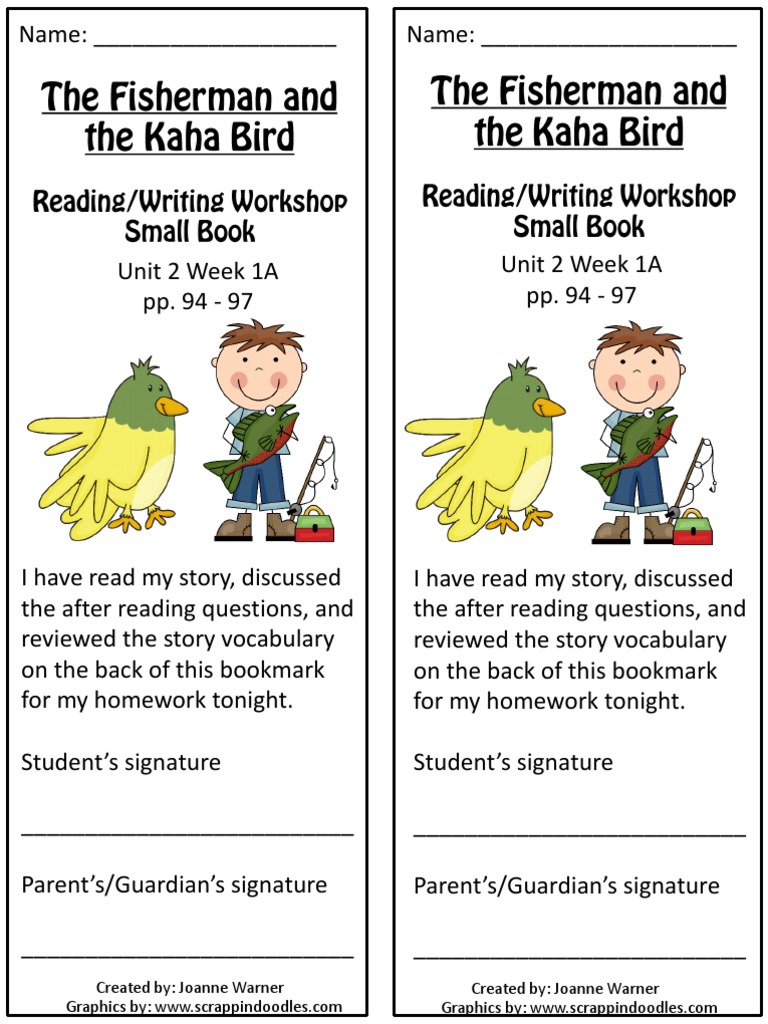 2 1a bookmark the fisherman the kaha bird