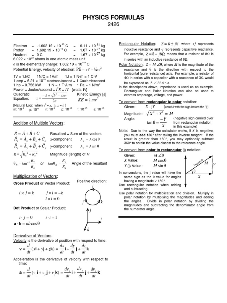 Physics Formulas: R R R R R R R R R R R R Tan | PDF | Capacitor ...