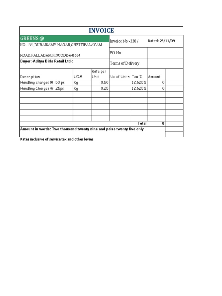 Invoice for Beans Chikadi Purchase | PDF | Retail | Vegetables