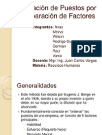 Valoración de Puestos Por Comparación de Factores